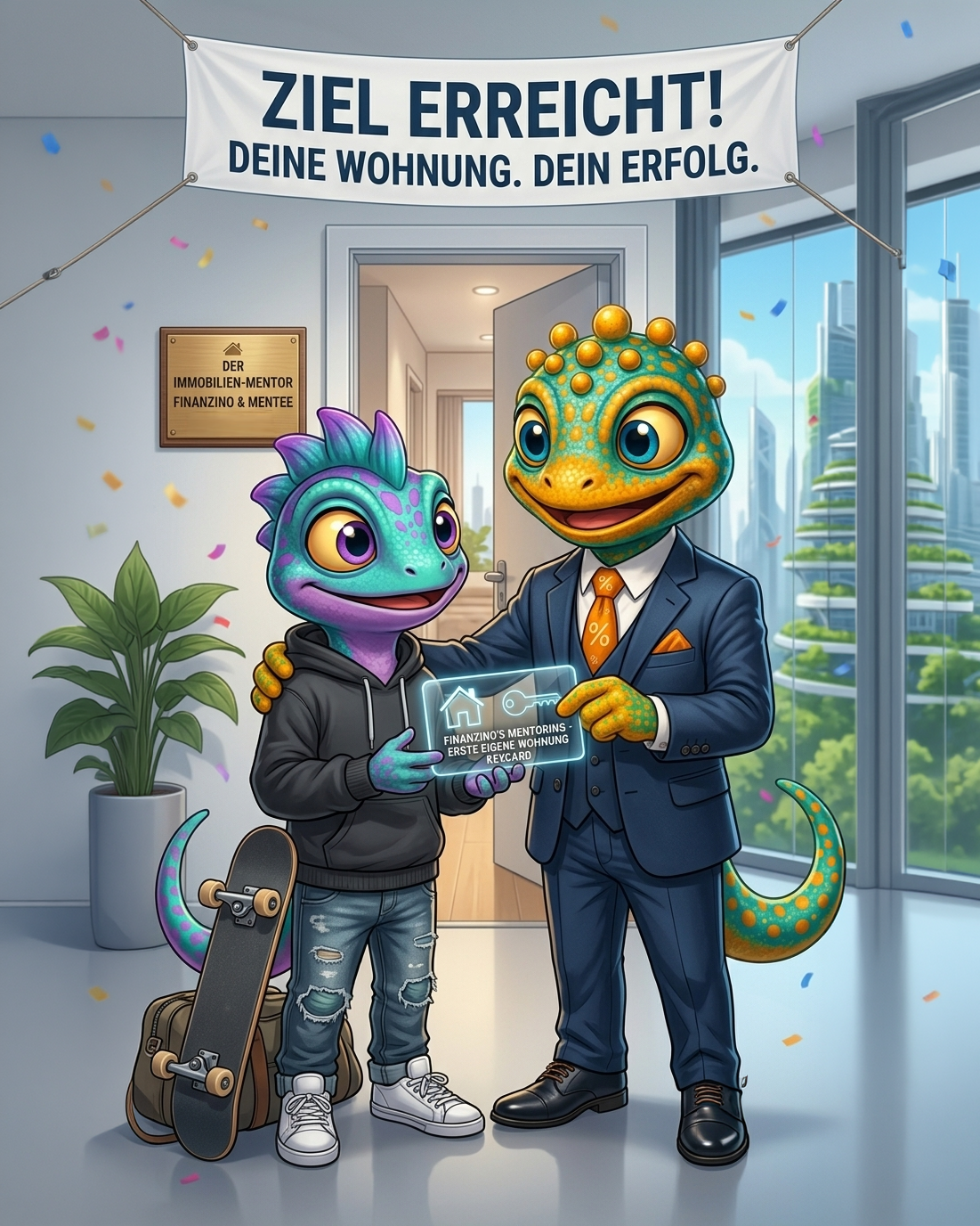 Finanzino übergibt den Schlüssel für die erste eigene Wohnung